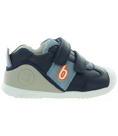 Navy leather sneakers for a toddler with support 