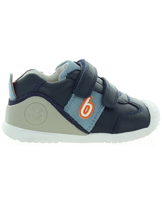 Navy leather sneakers for a toddler with support 