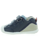 Navy leather sneakers for a toddler with support 