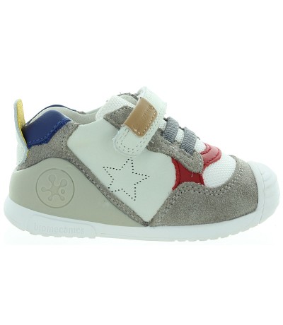 Beige leahter sneakers for boy from Spain