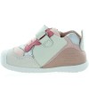 Beige rose leather ankle sneakers for kids