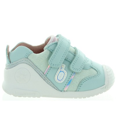 Soft leather mint color baby walking sneakers 