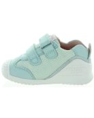 Soft leather mint color baby walking sneakers 