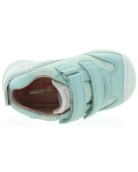 Soft leather mint color baby walking sneakers 