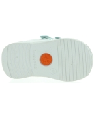 Soft leather mint color baby walking sneakers 