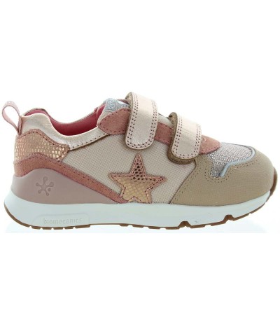 Designer girls sneakers with arches in beige leather