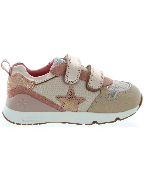 Designer girls sneakers with arches in beige leather