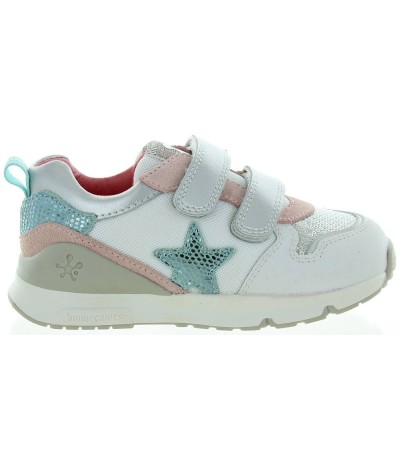 Flexible soled sneakers for child in silver leather