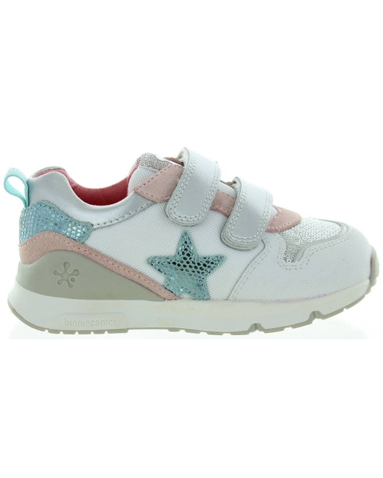 Flexible soled sneakers for child in silver leather