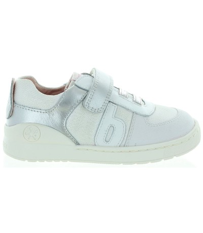 Silver flexible leather sneakers for girls