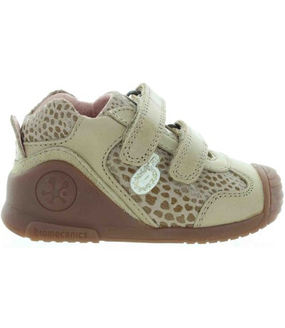 Beige natural leather sneakers for toddler 