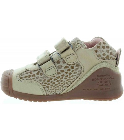 Leather sneakers for toddler in beige leather 