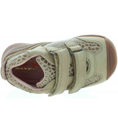 Leather sneakers for toddler in beige leather 