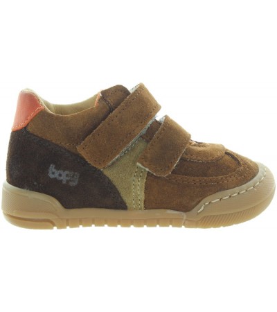 Leather brown boots boys narrow width with high arch
