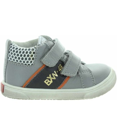 Flexible soled sneakers for child in gray leather