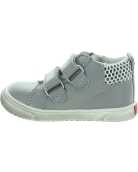 Flexible soled sneakers for child in gray leather