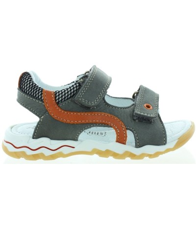 Comfort leather sandals for boys in gray leather 