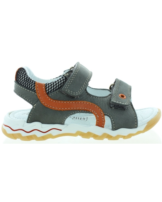 Comfort leather sandals for boys in gray leather 