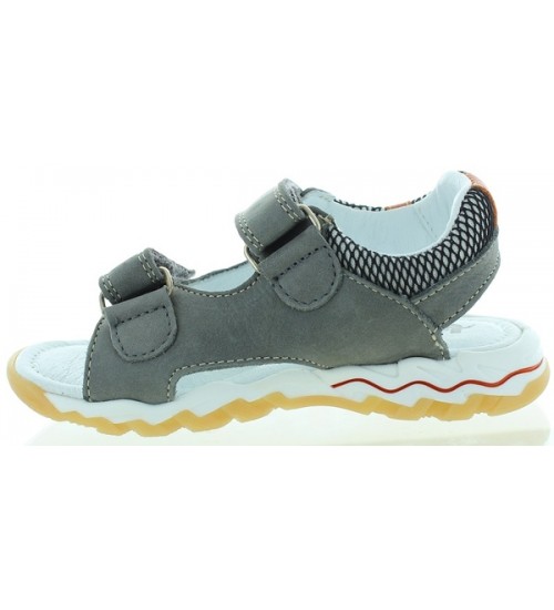 Comfort leather sandals for boys in gray leather 