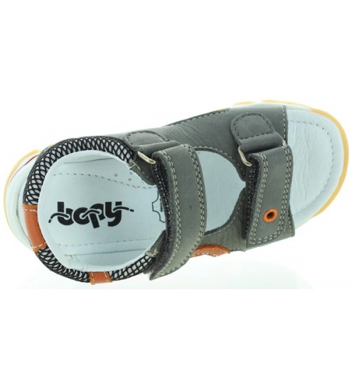 Comfort leather sandals for boys in gray leather 