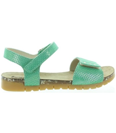 Fully adjustable green leather teen sandals 
