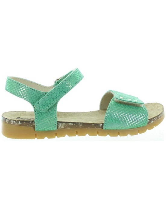 Fully adjustable green leather teen sandals 