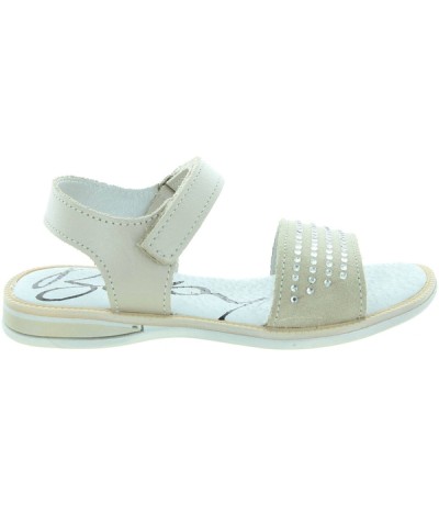 Beige leather dress girls sandals from France
