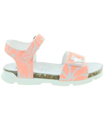 French made leather orange girls sandals 