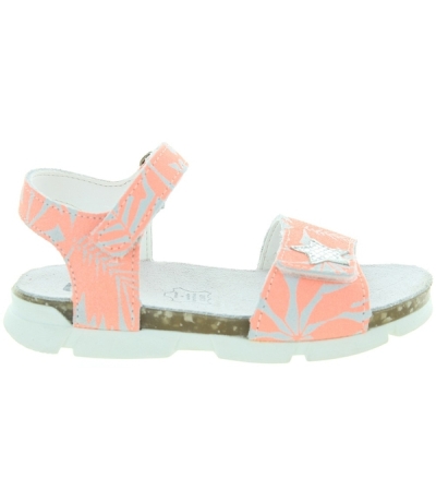 French made leather orange girls sandals 