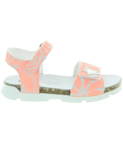 French made leather orange girls sandals 