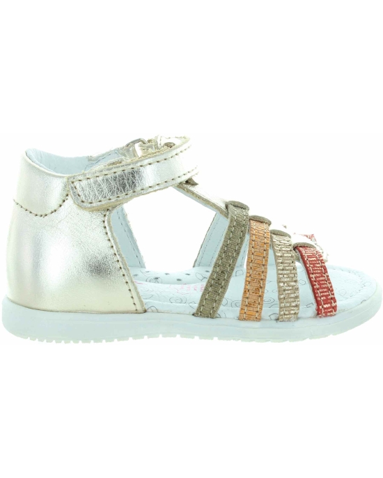 Gold leather baby sandals with open toe