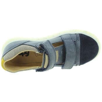 Wide shoes for boys in navy leather 