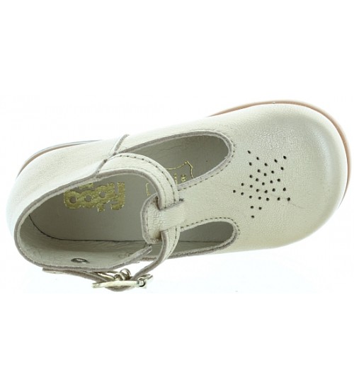 Gold leather dress shoes for a baby