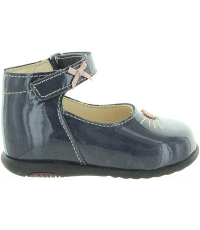 Baby gray leather hard sole shoes for baby girl