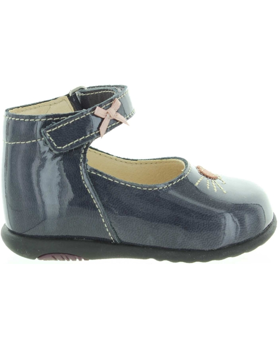 Baby gray leather hard sole shoes for baby girl