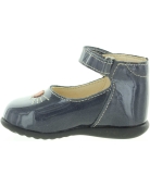 Baby gray leather hard sole shoes for baby girl