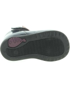 Baby gray leather hard sole shoes for baby girl
