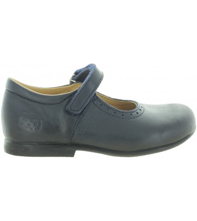 Girls school shoes in navy natural leather  