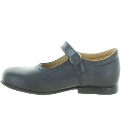 Girls school shoes in navy natural leather  