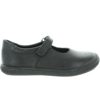 Girls in black leather casual shoes 