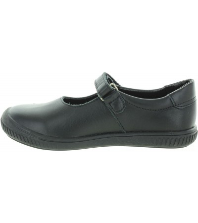 Girls in black leather casual shoes 