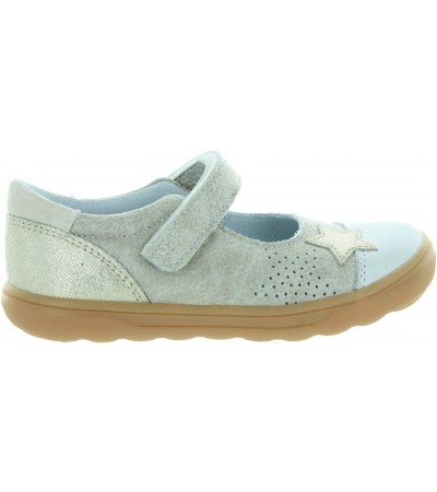 Leather girls casual shoes in beige 