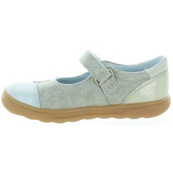 Leather girls casual shoes in beige 