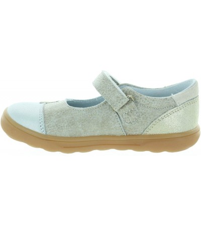 Leather girls casual shoes in beige 