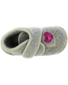 Wool pink slippers for a baby with arches 