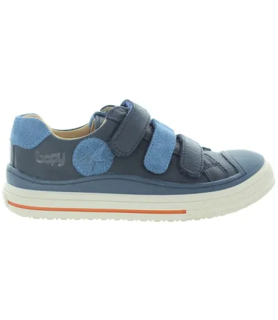 Blue leather sneakers for boys from France 