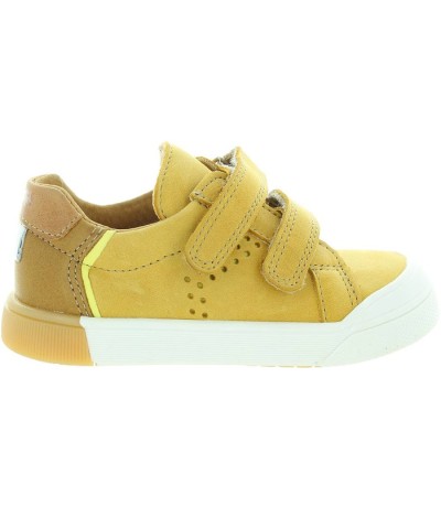 Child handsome sneakers in yellow leather 