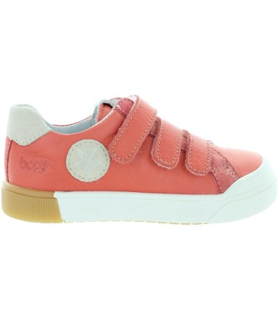 Orange leather quality sneakers for child from France 