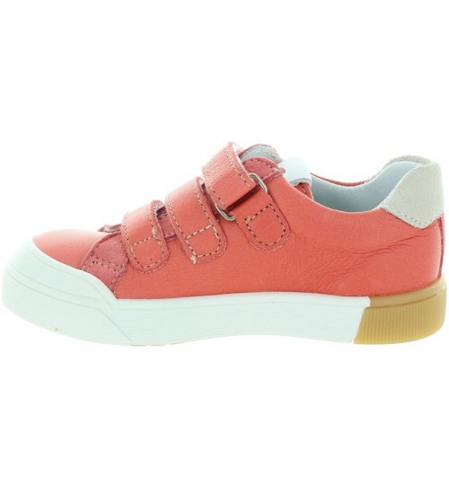 Quality sneakers for child made with orange leather 