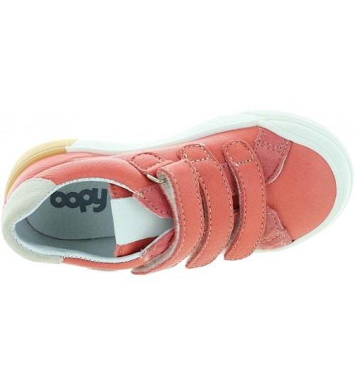 Quality sneakers for child made with orange leather 